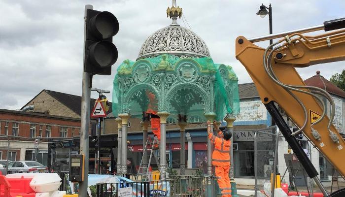 March Fountain - installation of netting