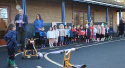 Park Lane Primary and Nursery School executive headteacher Rob Litten declaring the enhanced outdoor area open
